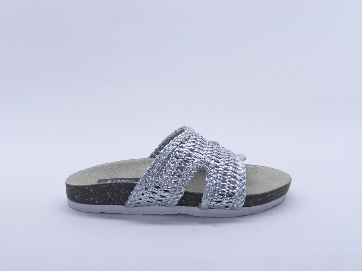 Women's Woven Flat Slippers — Silver
