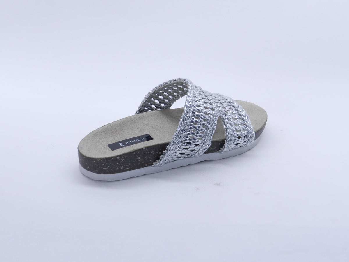 Women's Woven Flat Slippers — Silver