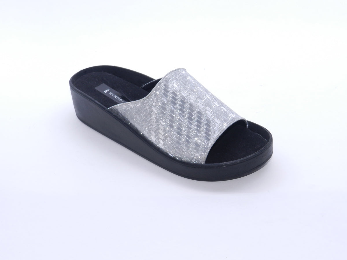 Women's Textured Wedge Slipper — Silver