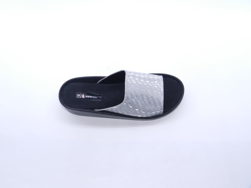 Women's Textured Wedge Slipper — Silver