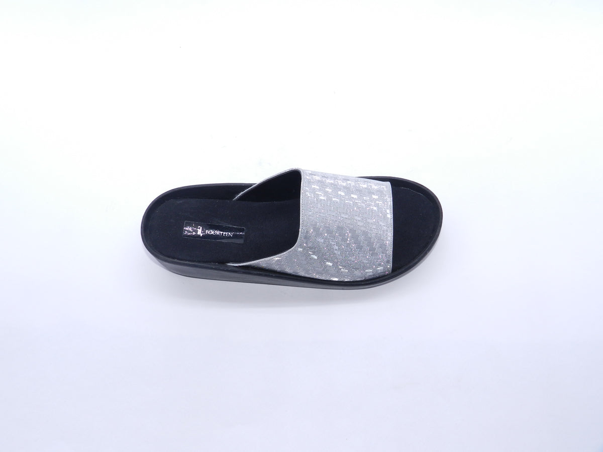 Women's Textured Wedge Slipper — Silver