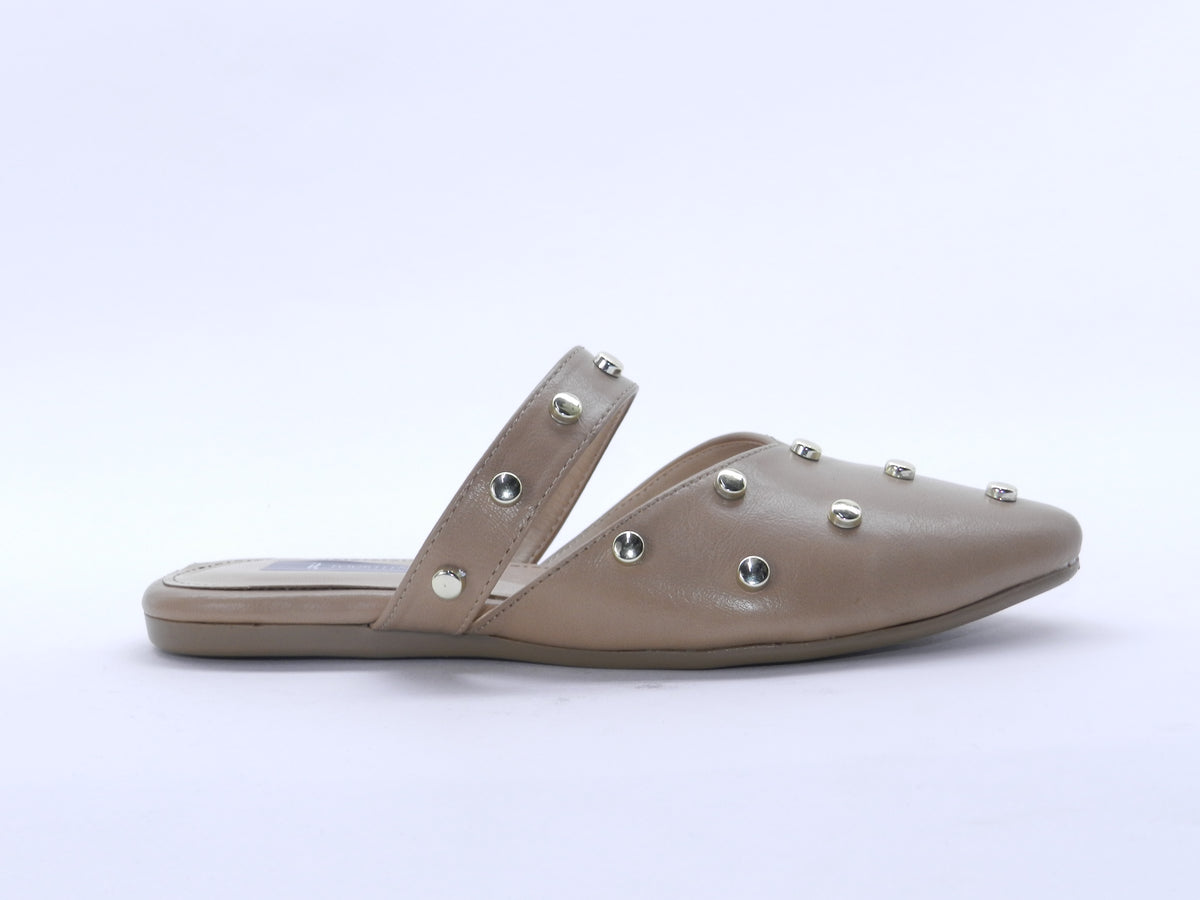 Women's Synthetic Studded Sabot — Coffee