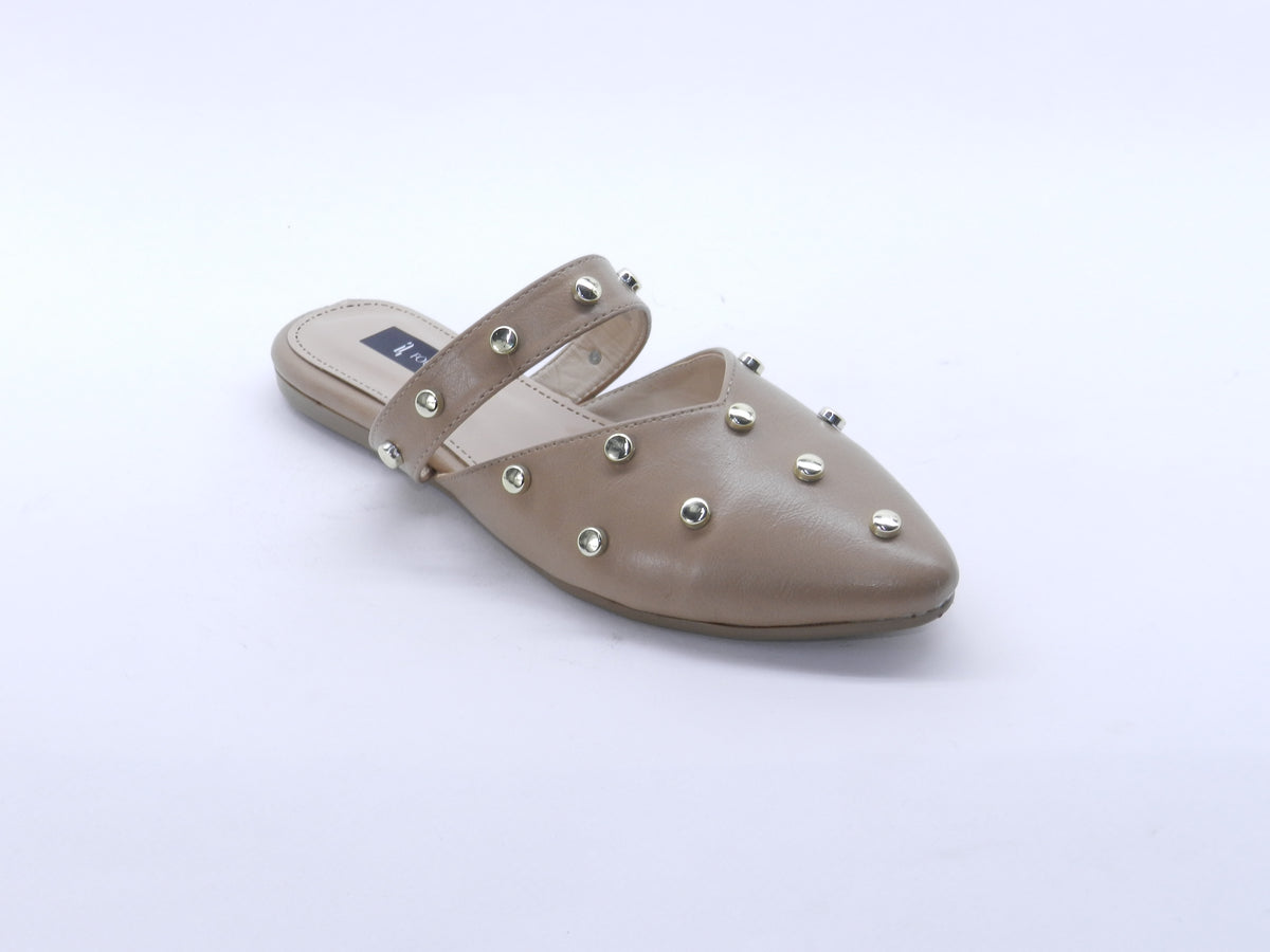 Women's Synthetic Studded Sabot — Coffee