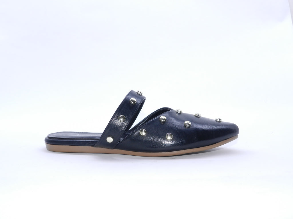 Women's Synthetic Studded Sabot — Black