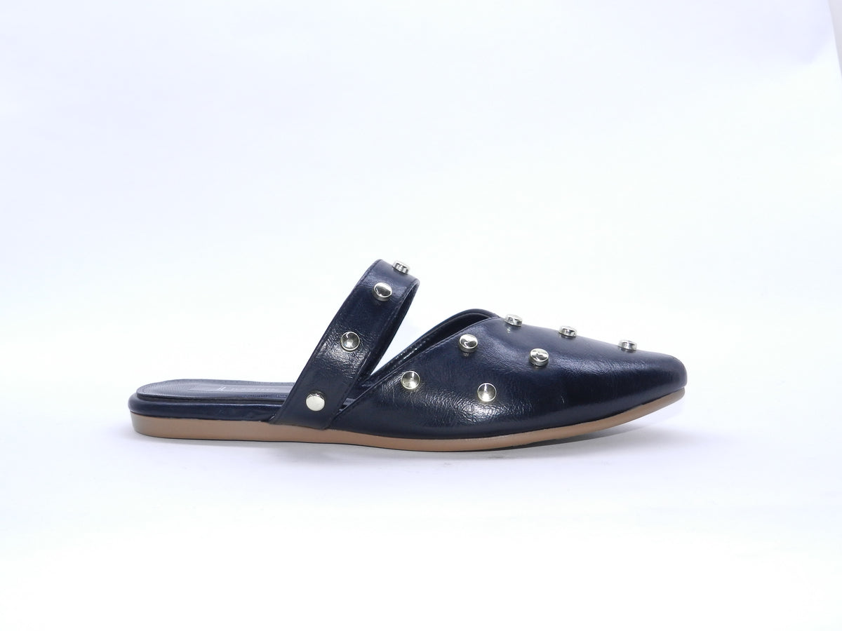 Women's Synthetic Studded Sabot — Black