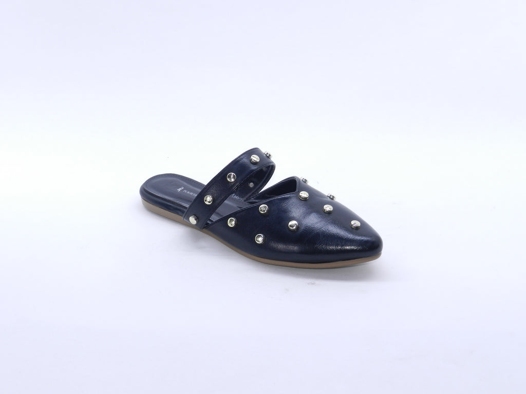 Women's Synthetic Studded Sabot — Black