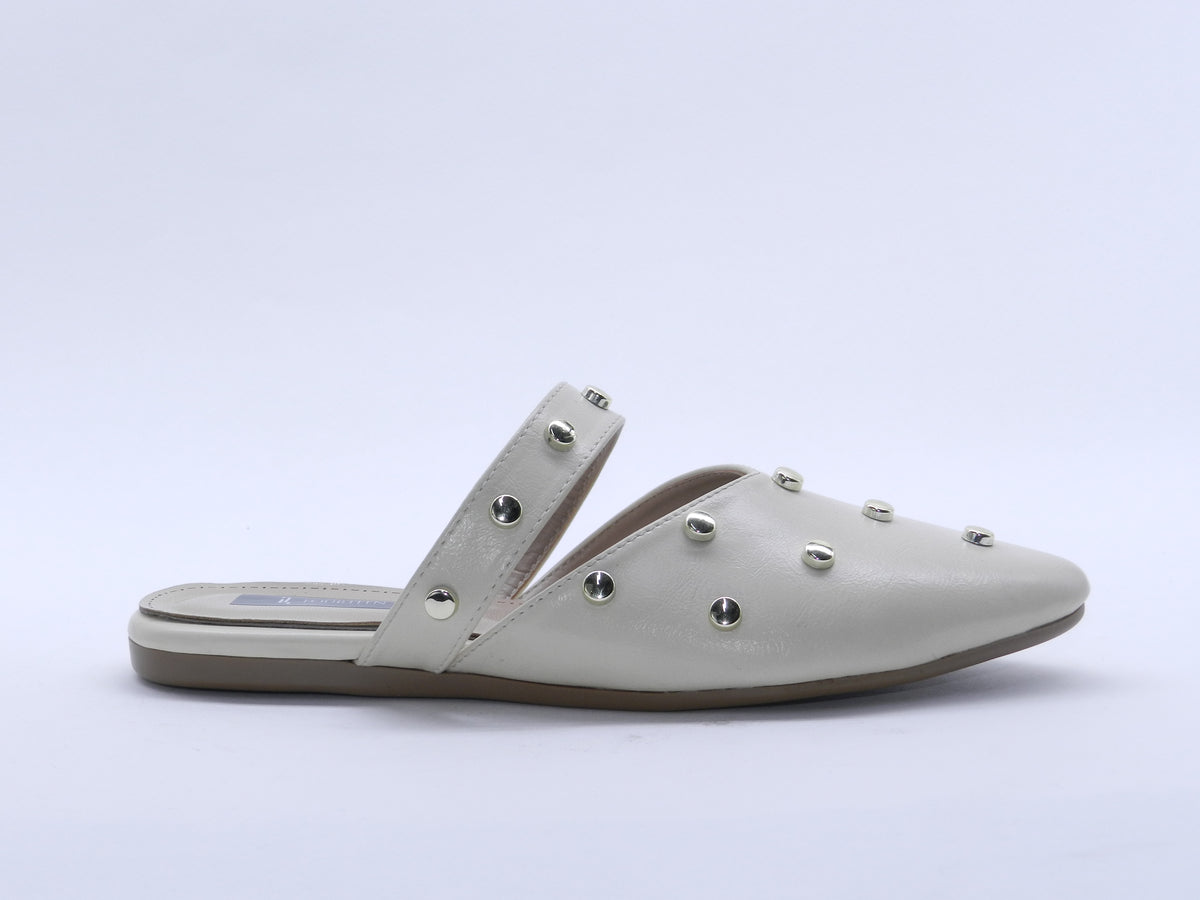 Women's Synthetic Studded Sabot — Beige