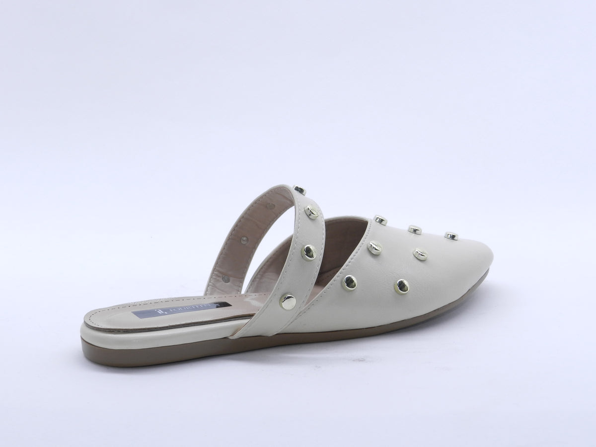 Women's Synthetic Studded Sabot — Beige