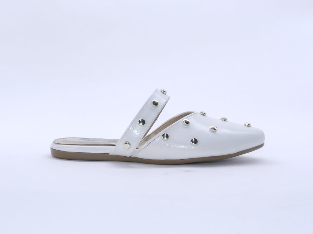 Women's Synthetic Studded Sabot — White