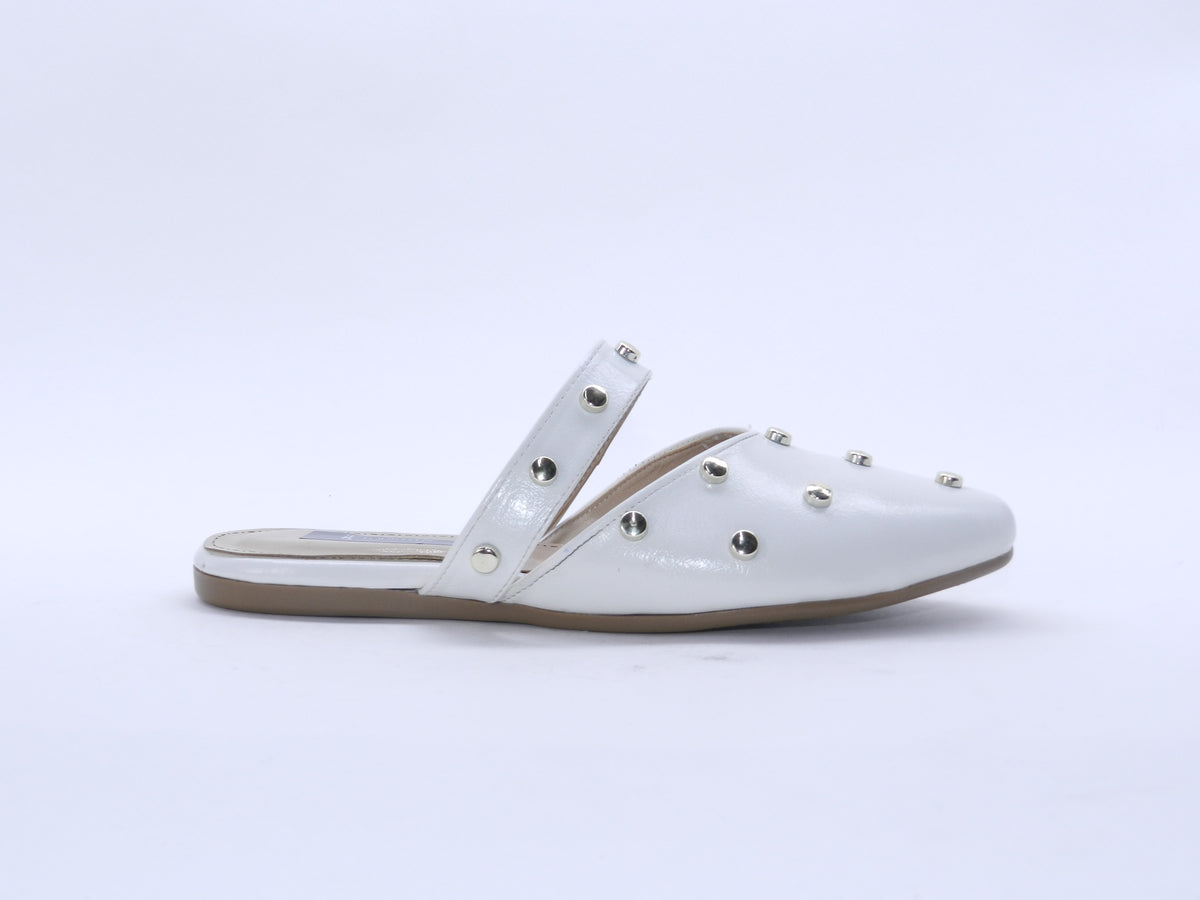 Women's Synthetic Studded Sabot — White