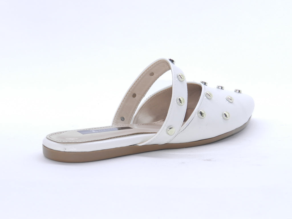 Women's Synthetic Studded Sabot — White