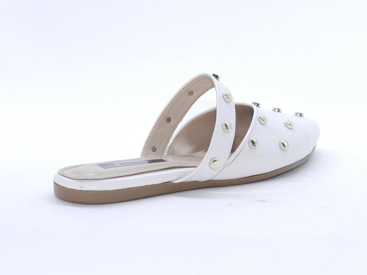 Women's Synthetic Studded Sabot — White