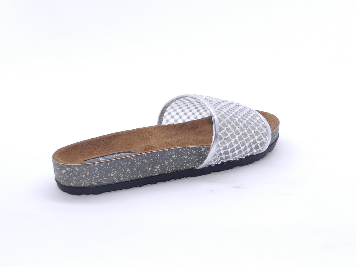 Women's Embellished Slip-On Slipper — Silver