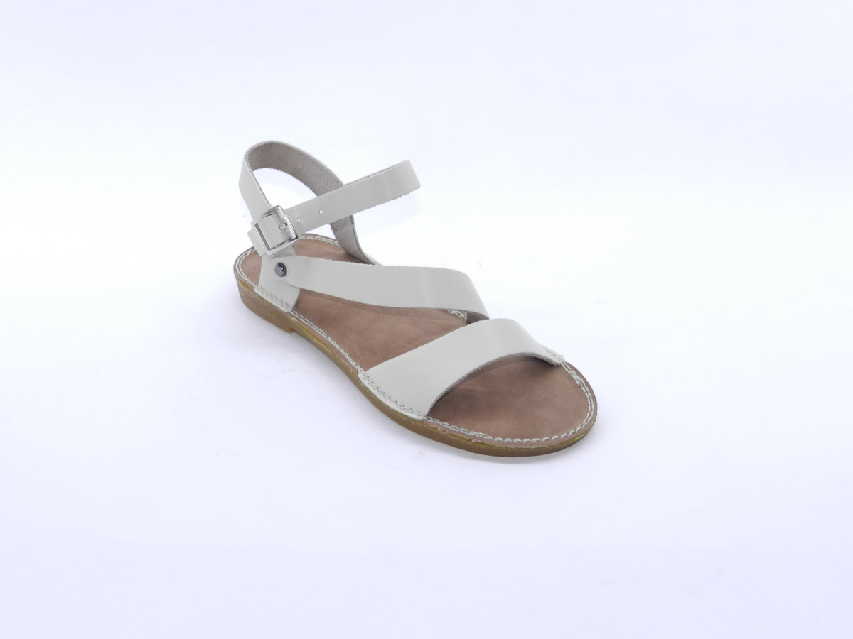 Women's Faux Leather Flat Sandal — Beige