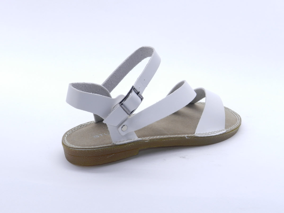 Women's Faux Leather Flat Sandal — White