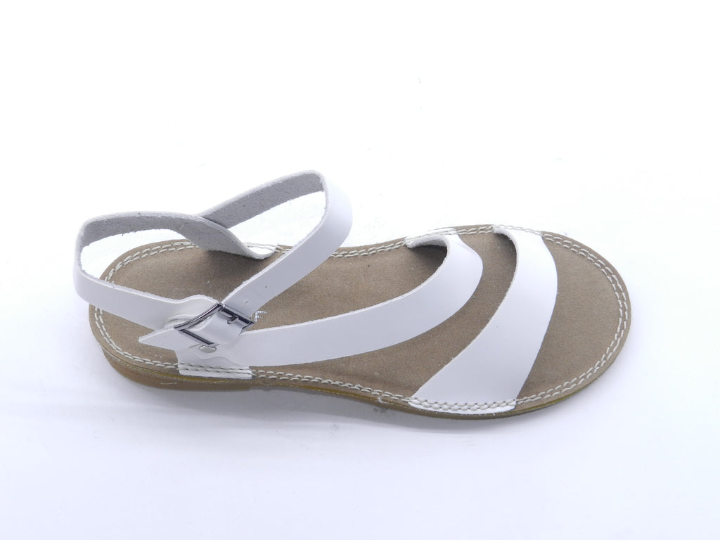 Women's Faux Leather Flat Sandal — White