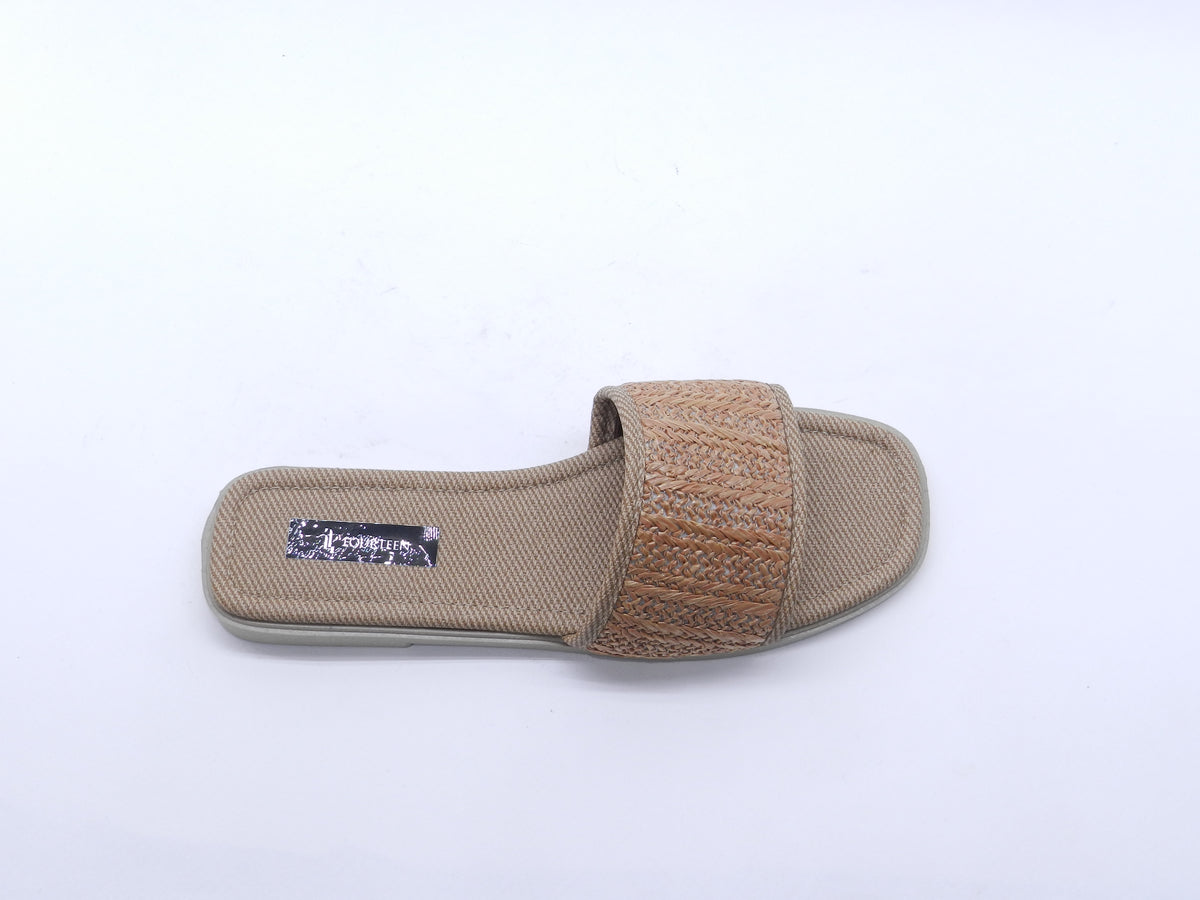 Women's Woven Flat Slipper — Tan