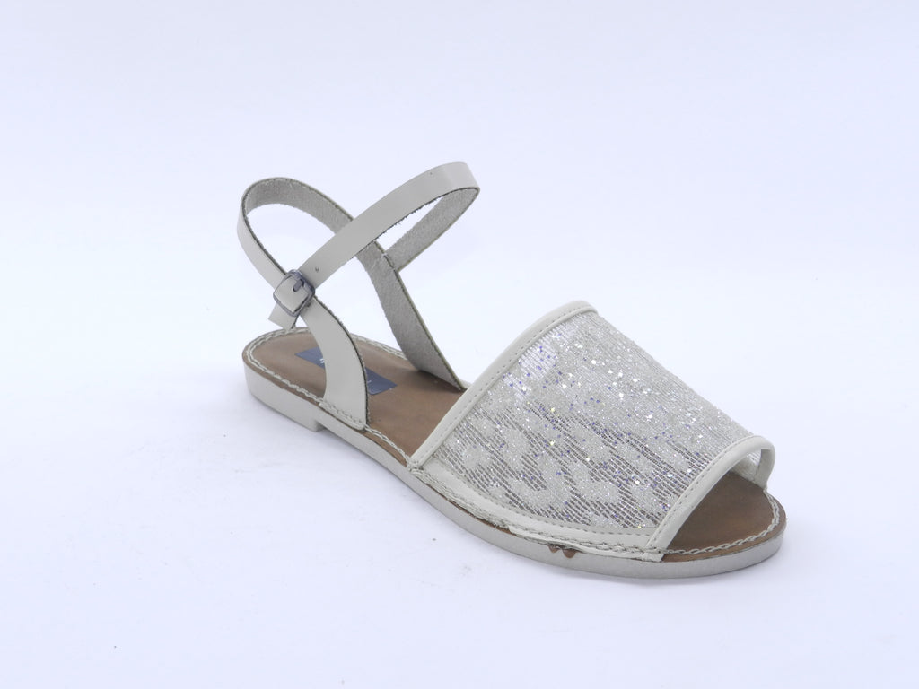 Women's Patterned Flat Sandal — Beige