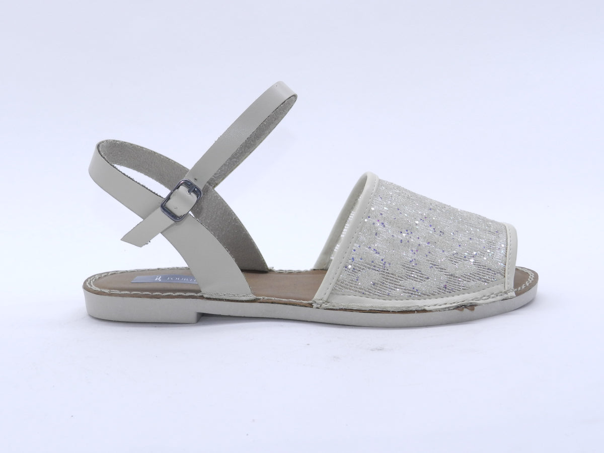 Women's Patterned Flat Sandal — Beige