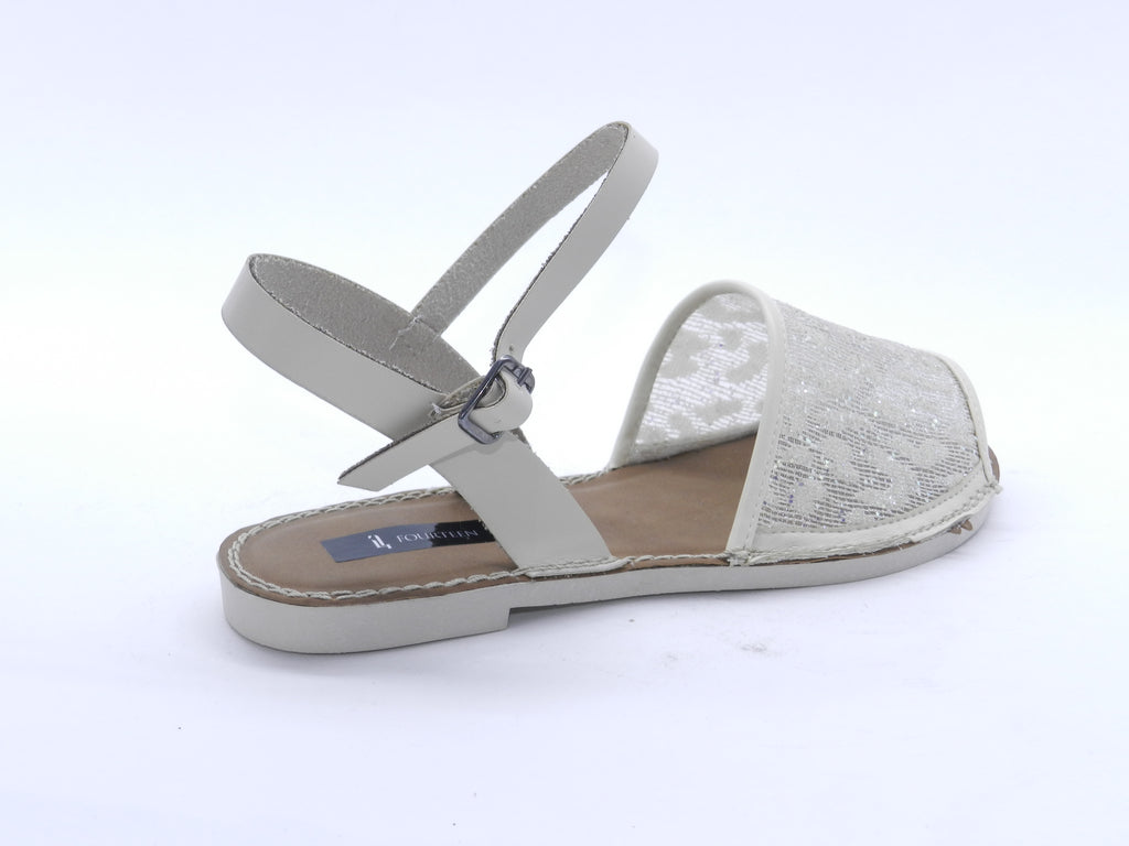 Women's Patterned Flat Sandal — Beige