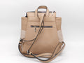 Women's Faux Leather Fabric Backpack — Coffee