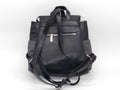 Women's Faux Leather Fabric Backpack — Black
