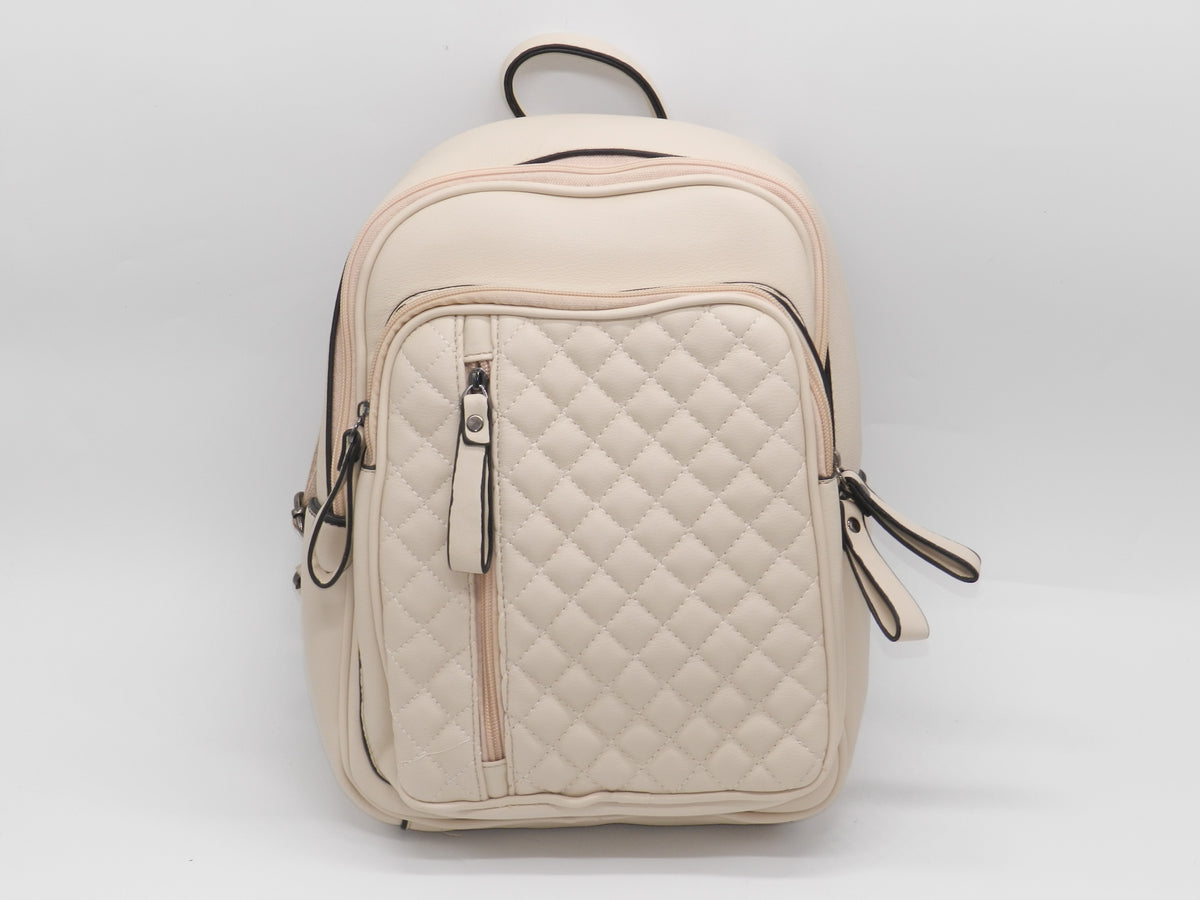 Women's Synthetic Quilted Backpack — Beige