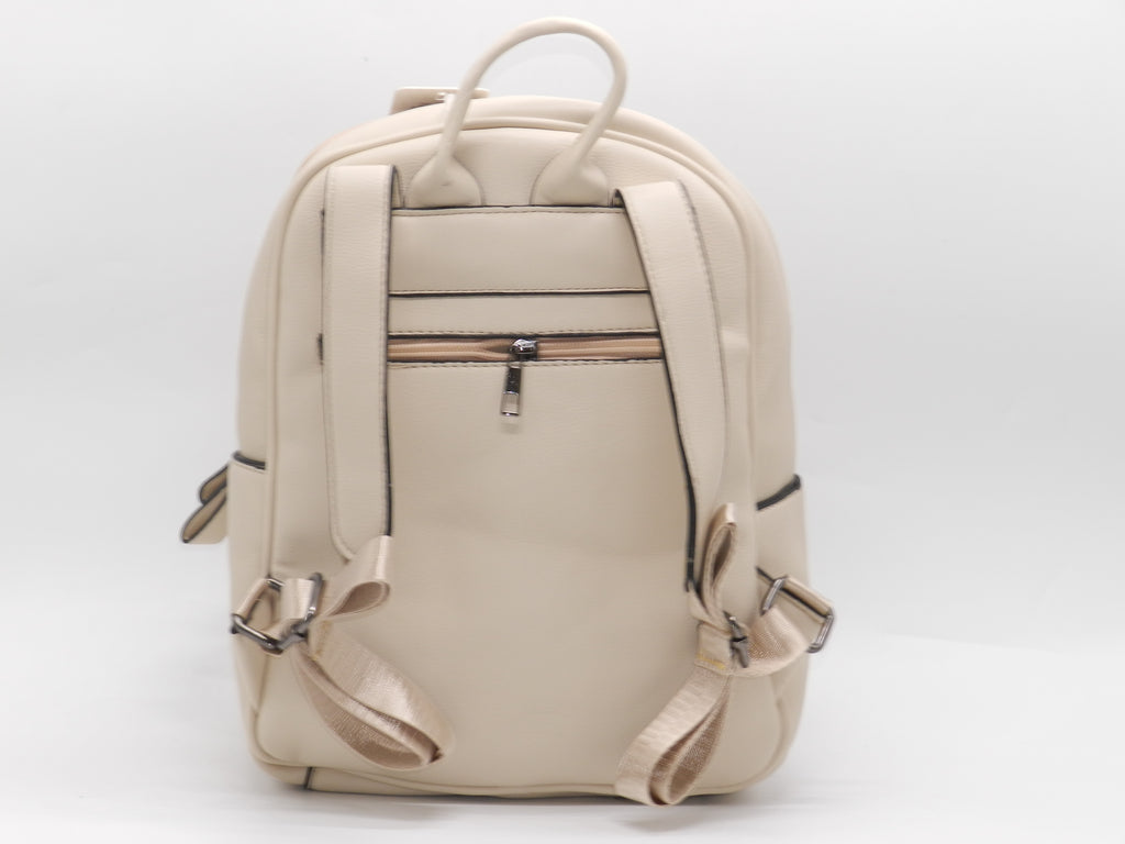 Women's Synthetic Quilted Backpack — Beige