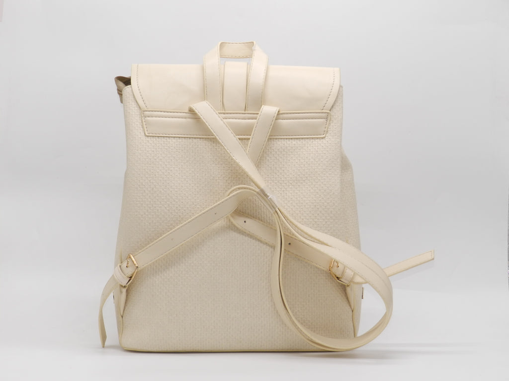 Women's Textured Synthetic Leather Backpack — Beige