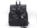 Women's Textured Synthetic Leather Backpack — Black