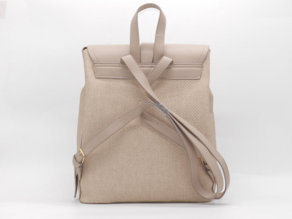 Women's Textured Synthetic Leather Backpack — Khaki