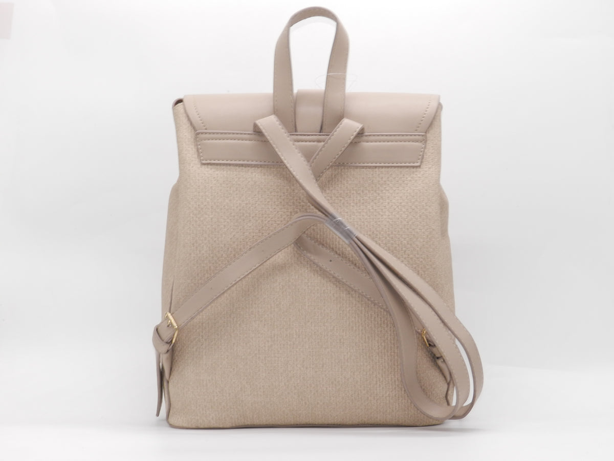 Women's Textured Synthetic Leather Backpack — Khaki