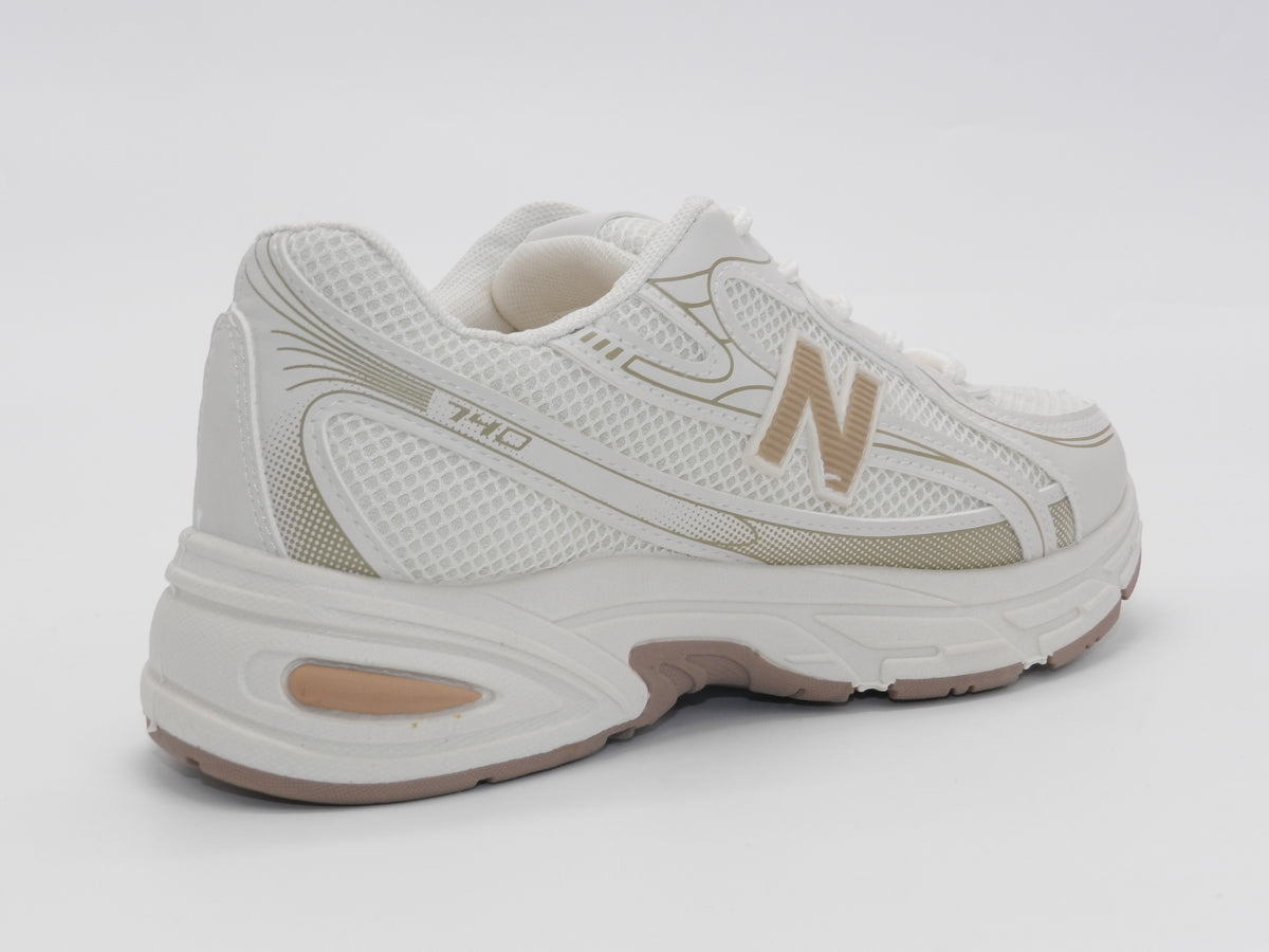 Women's Synthetic Mesh Lace-Up Sneaker — Beige