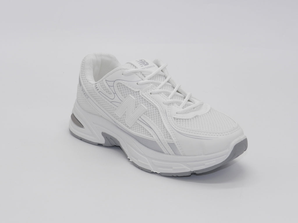 Women's Synthetic Mesh Lace-Up Sneaker — White/Grey