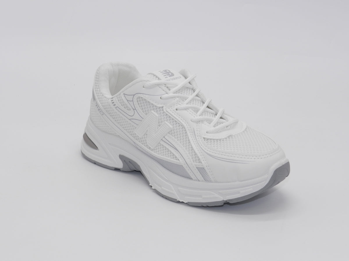 Women's Synthetic Mesh Lace-Up Sneaker — White/Grey
