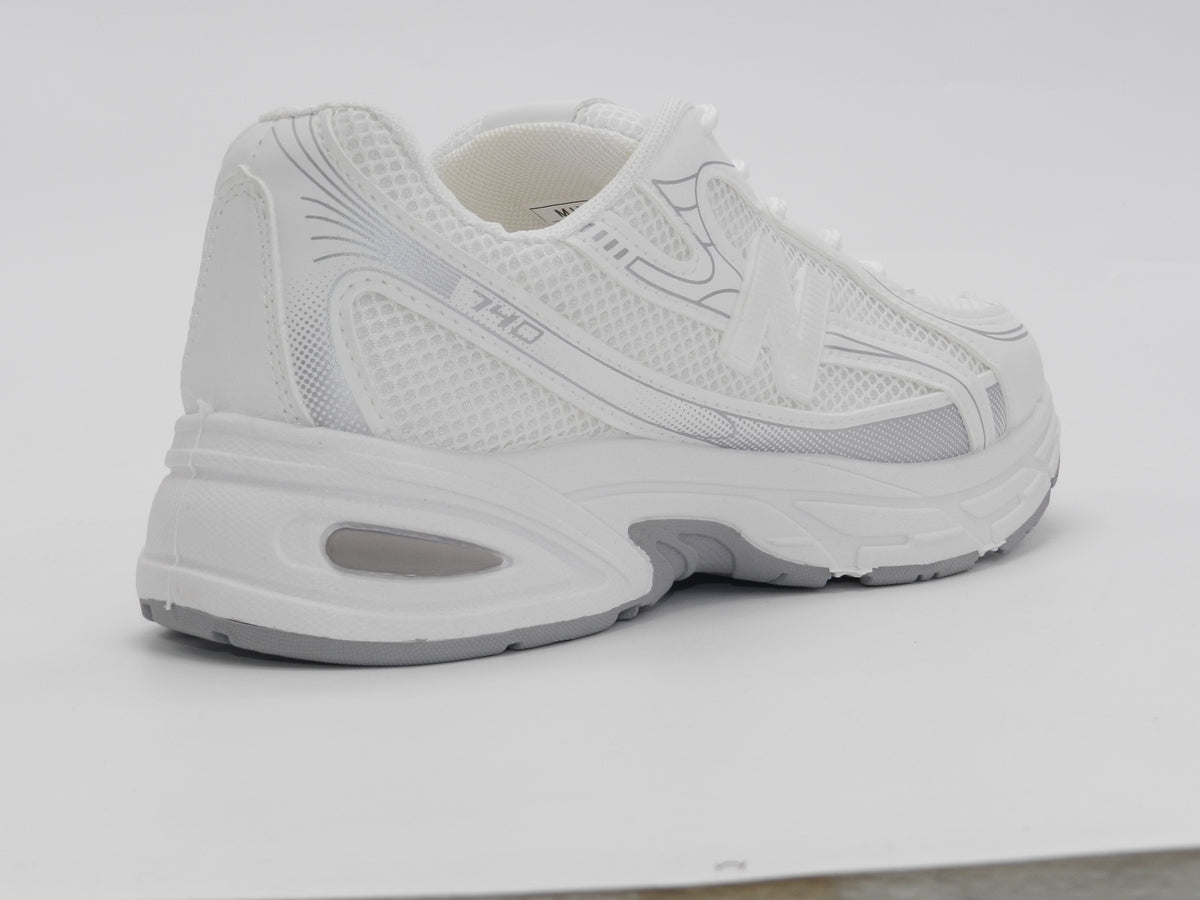 Women's Synthetic Mesh Lace-Up Sneaker — White/Grey