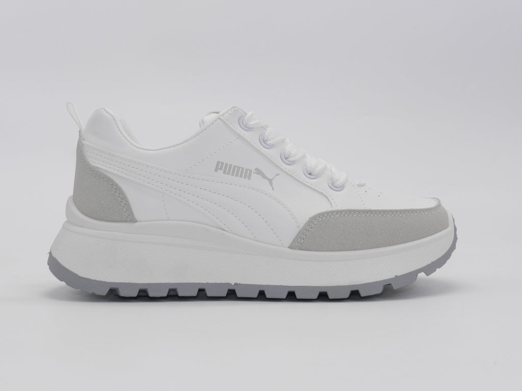 Women's Faux Leather Low-Top Sneaker — White