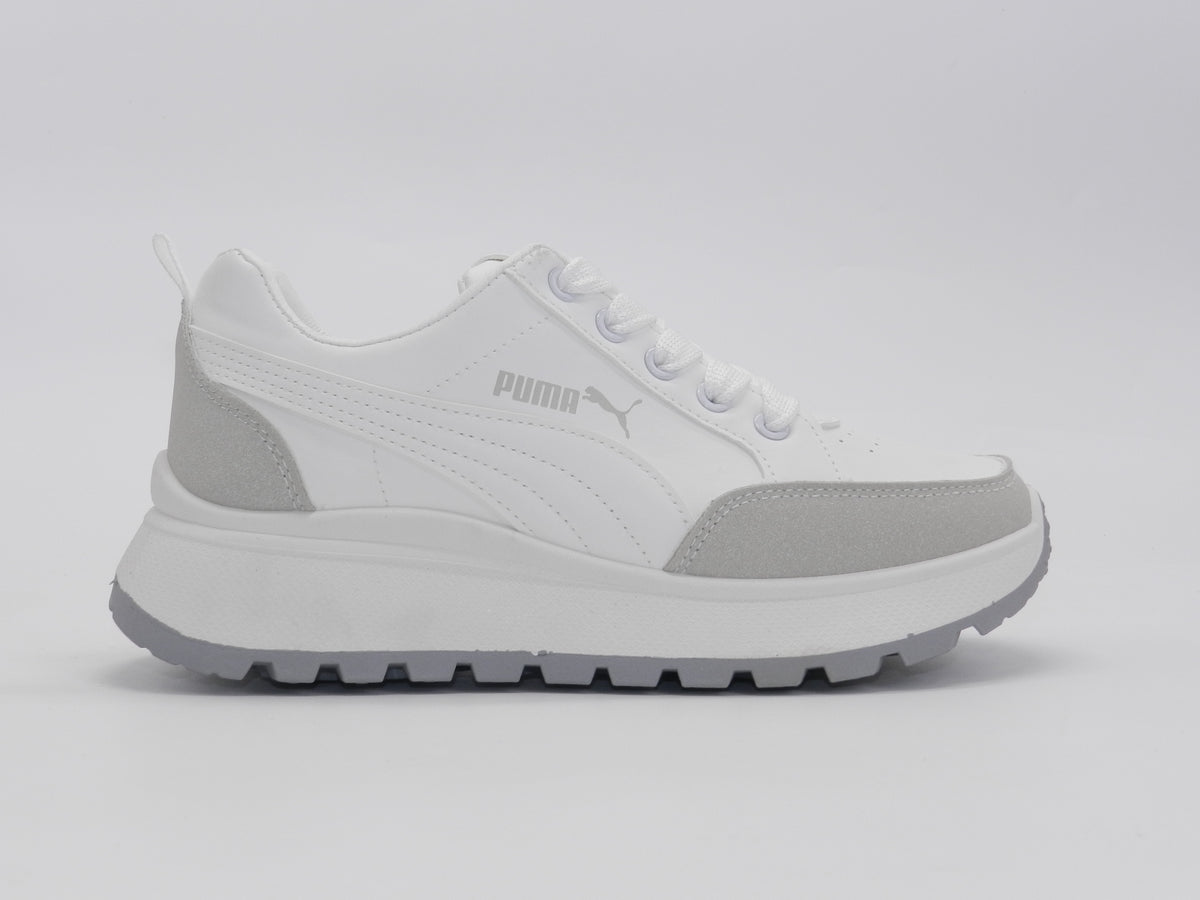 Women's Faux Leather Low-Top Sneaker — White