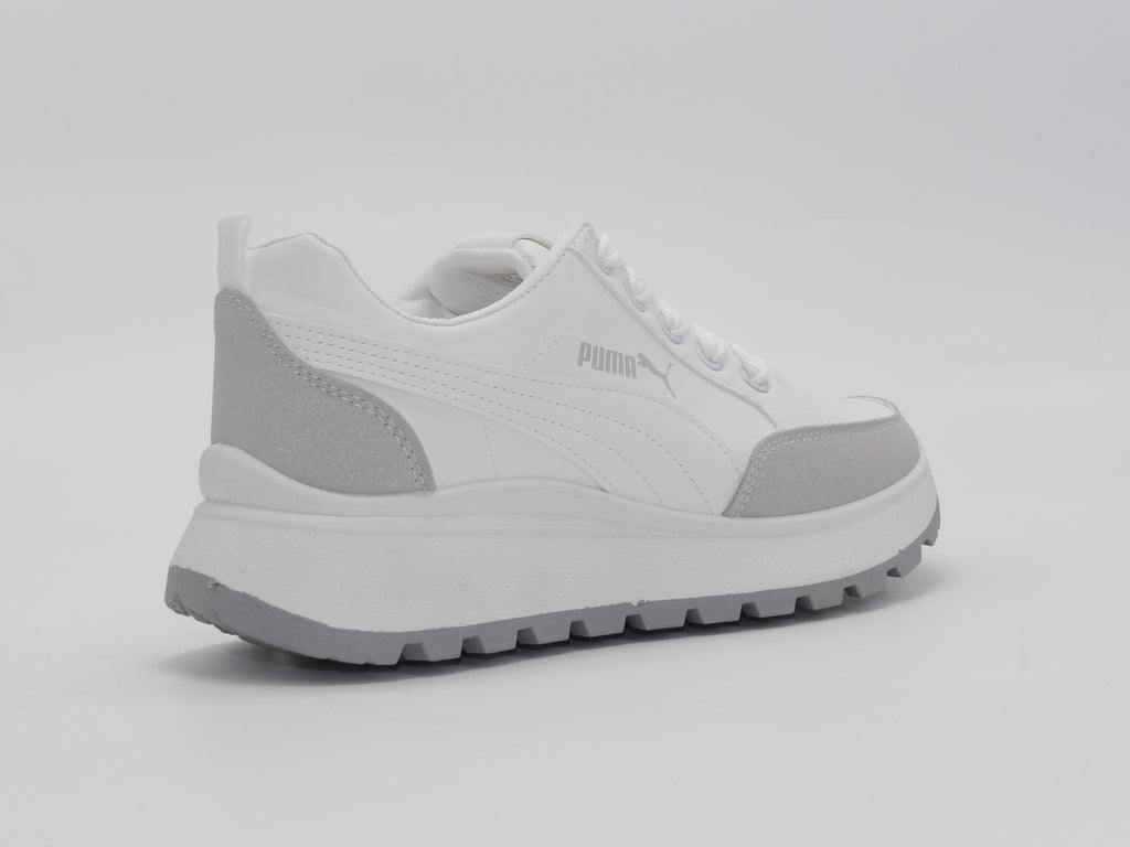 Women's Faux Leather Low-Top Sneaker — White