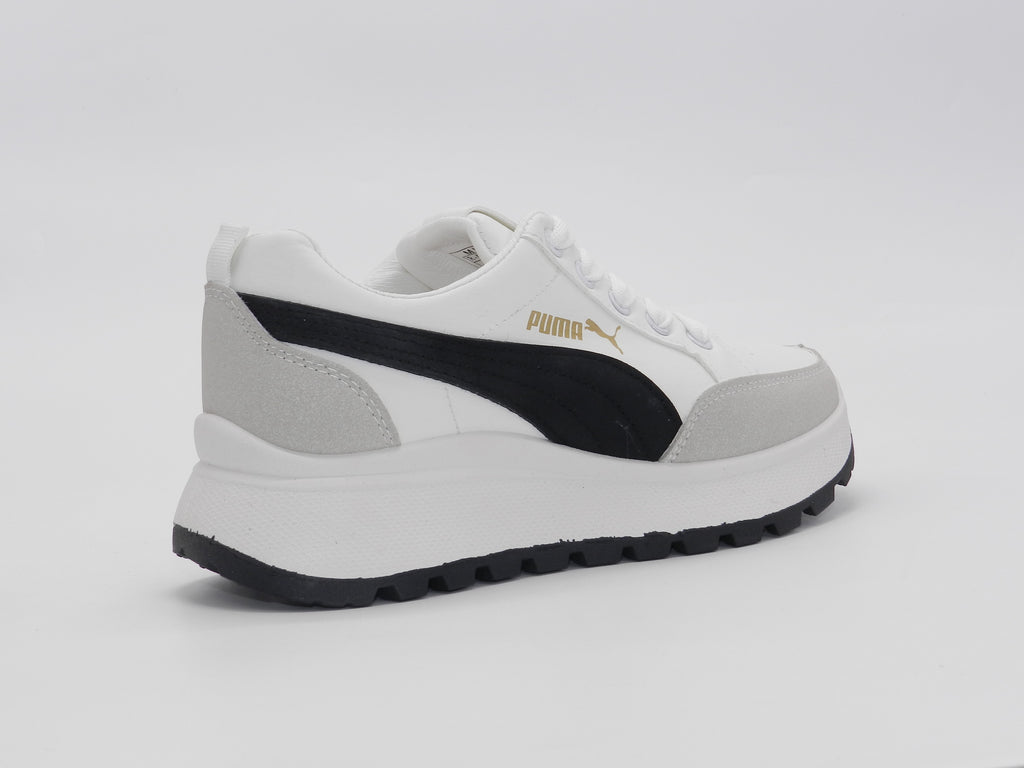 Women's Faux Leather Low-Top Sneaker — Black