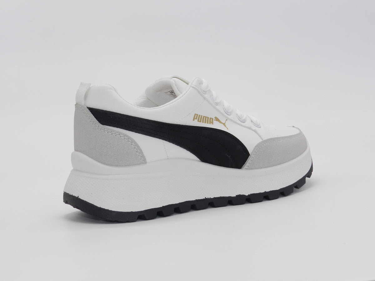 Women's Faux Leather Low-Top Sneaker — Black