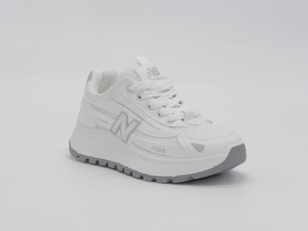 Women's Synthetic Mesh Chunky Sneaker — White