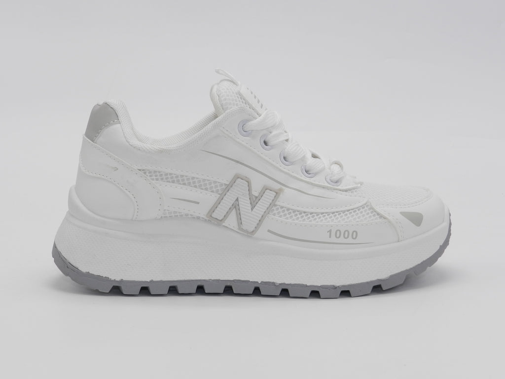 Women's Synthetic Mesh Chunky Sneaker — White