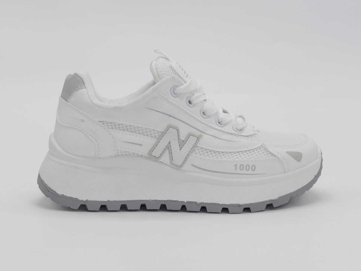 Women's Synthetic Mesh Chunky Sneaker — White