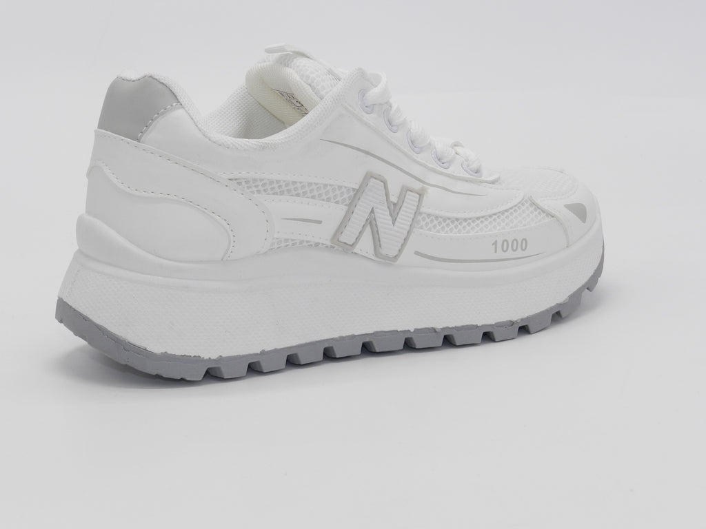 Women's Synthetic Mesh Chunky Sneaker — White