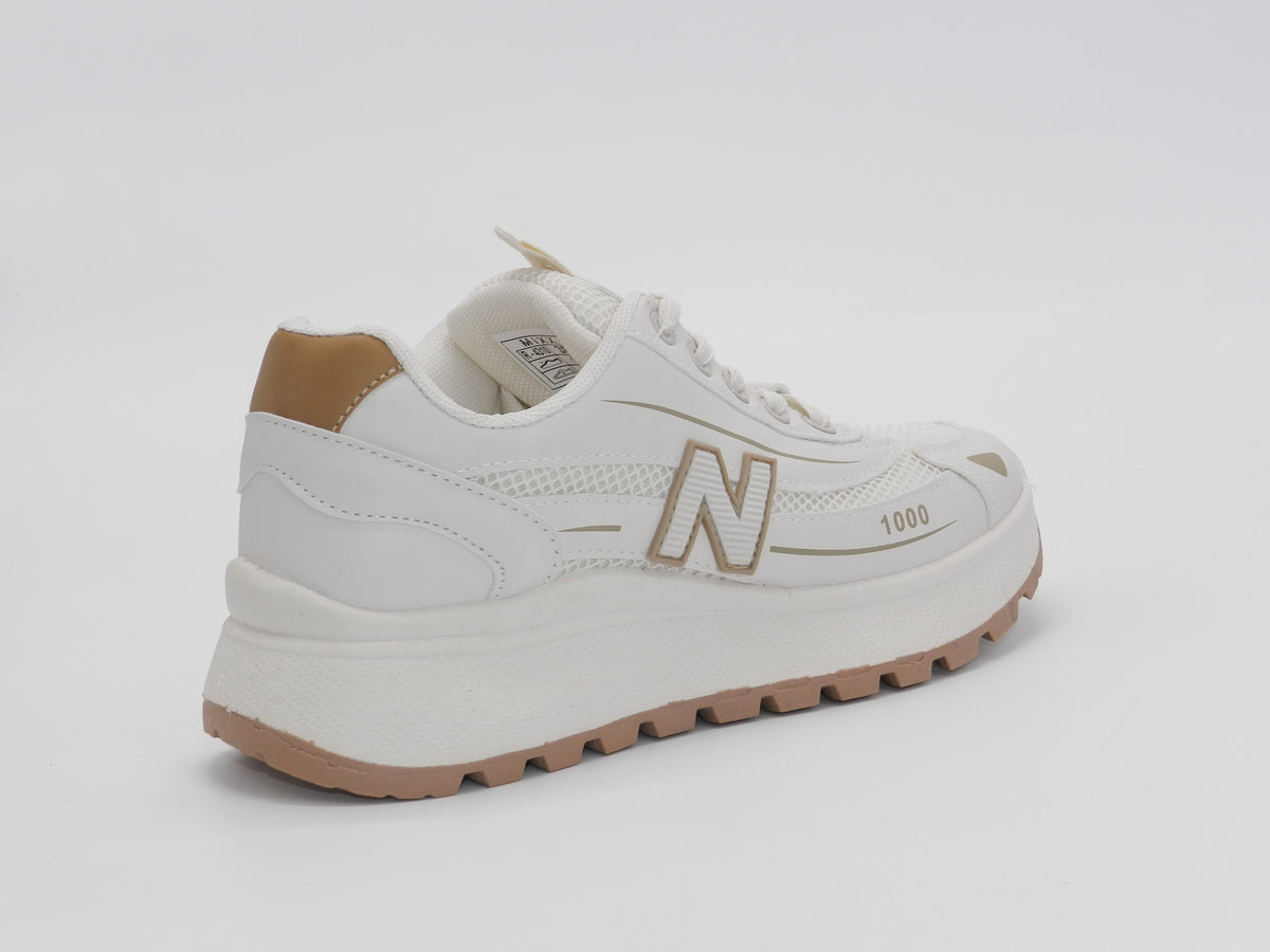 Women's Synthetic Mesh Chunky Sneaker — Beige