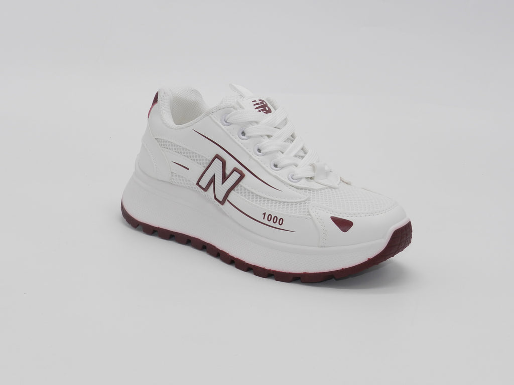 Women's Synthetic Mesh Chunky Sneaker — Burgundy