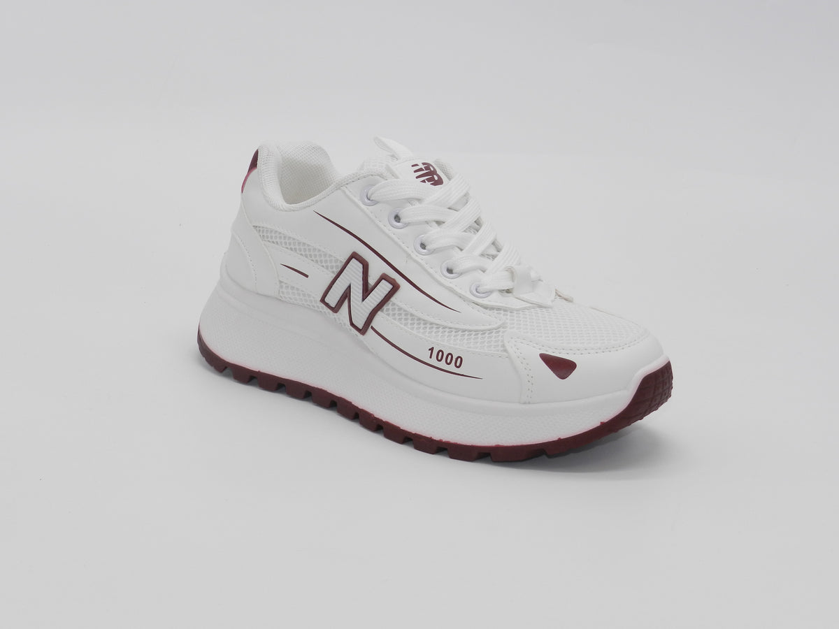 Women's Synthetic Mesh Chunky Sneaker — Burgundy