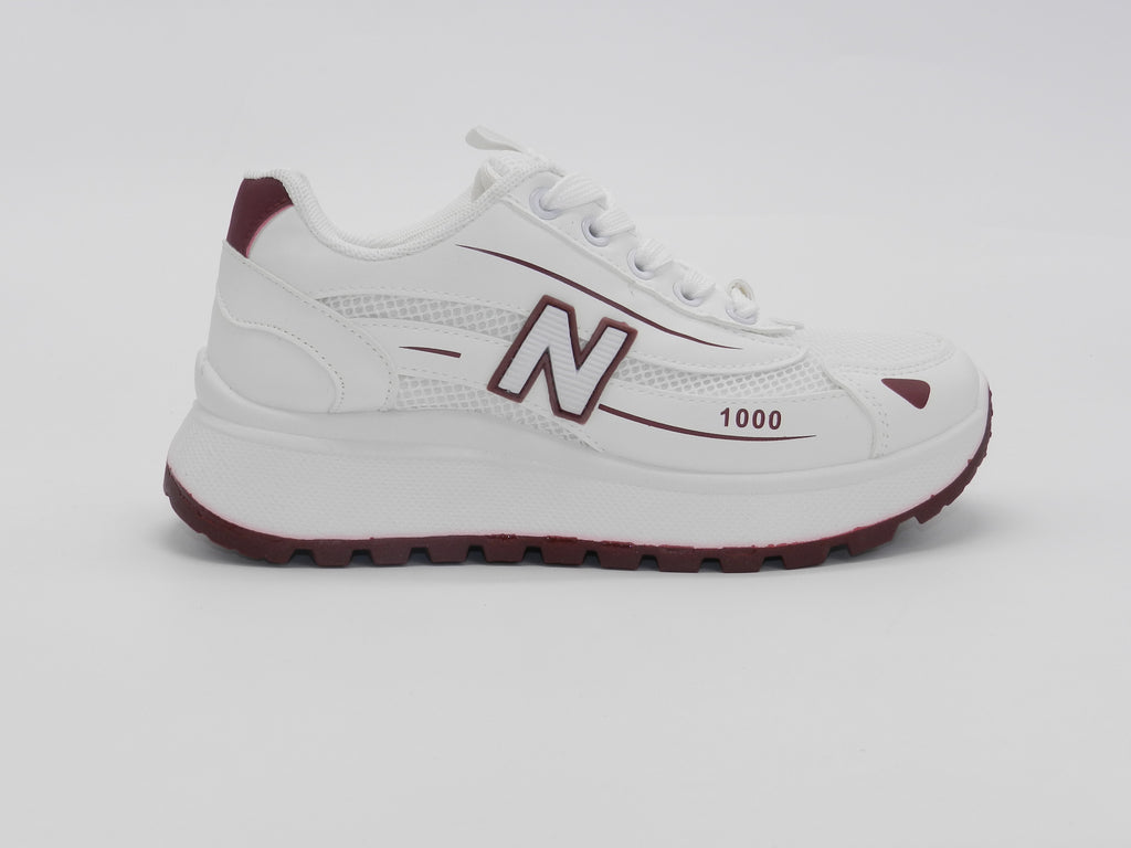 Women's Synthetic Mesh Chunky Sneaker — Burgundy