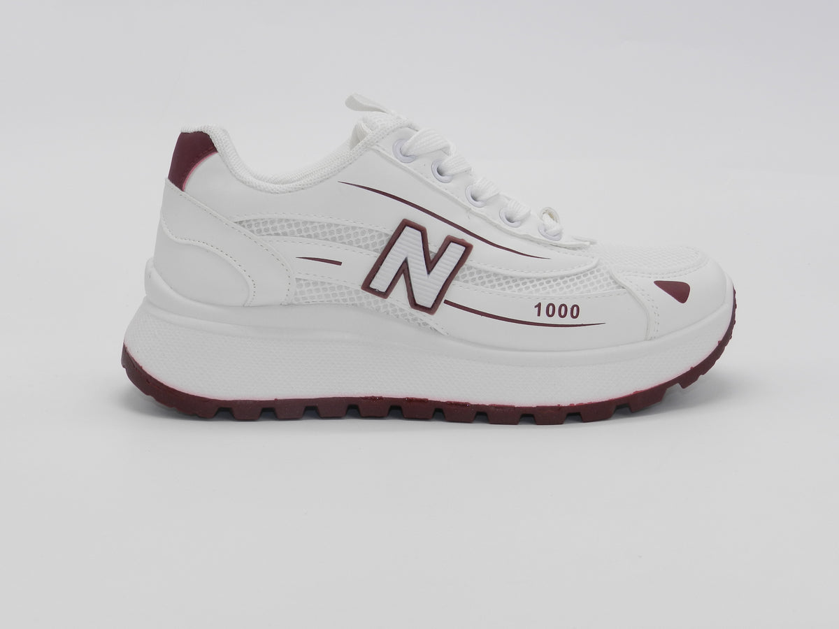 Women's Synthetic Mesh Chunky Sneaker — Burgundy